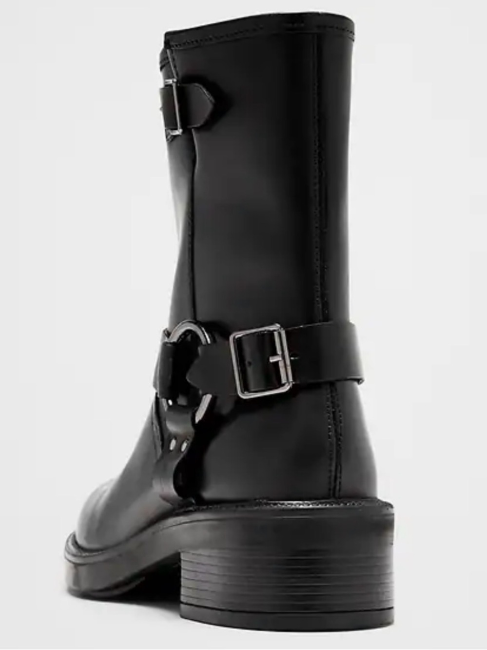 Banana Republic Women’s Leather Calf Moto Mid-Calf Buckle Harness Boots Size 8 - Picture 2 of 11